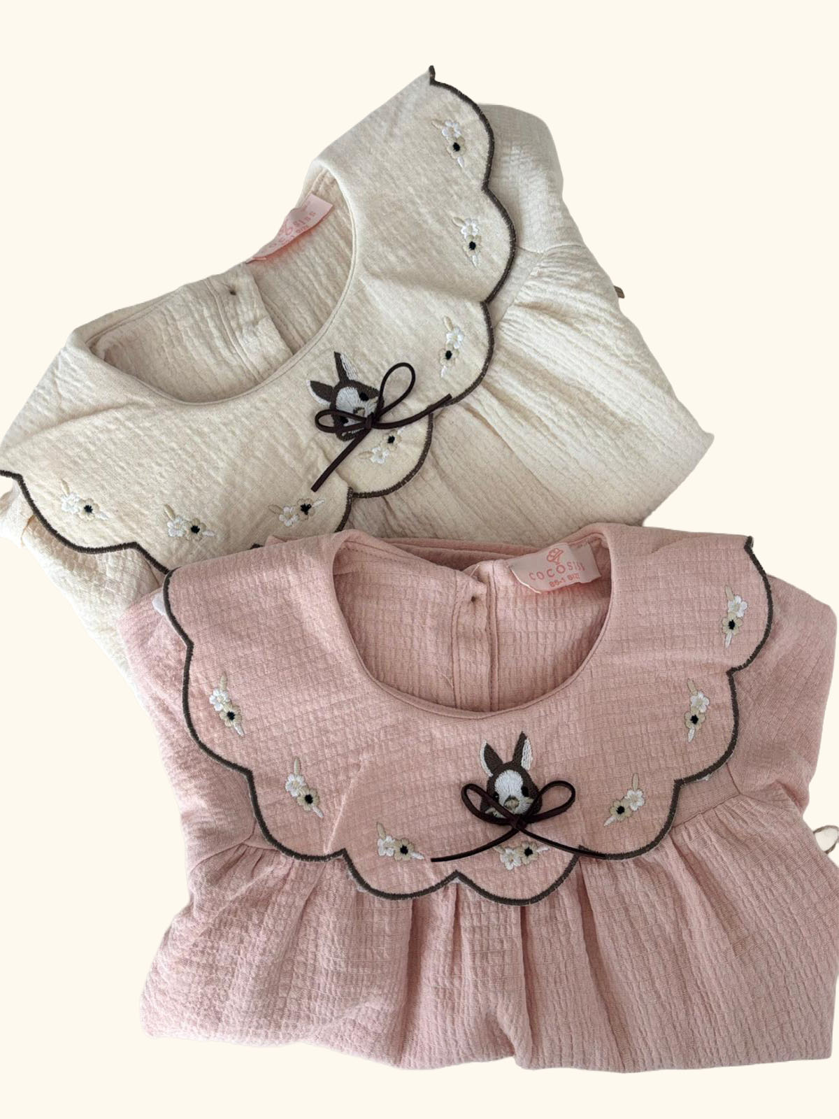 Pembe Tavşanlı Müslin Elbise-Çantalı